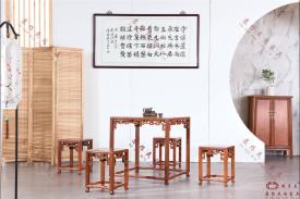緬甸花梨金錢回字紋四方桌